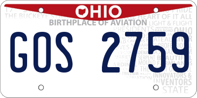 OH license plate GOS2759