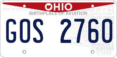 OH license plate GOS2760