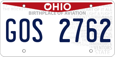 OH license plate GOS2762