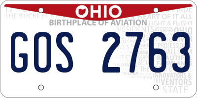 OH license plate GOS2763