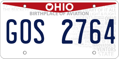 OH license plate GOS2764