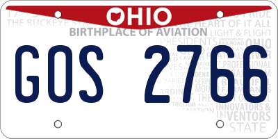 OH license plate GOS2766