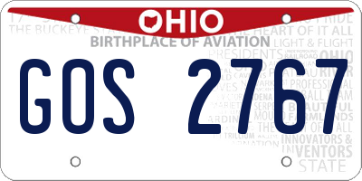 OH license plate GOS2767