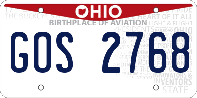 OH license plate GOS2768