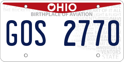 OH license plate GOS2770