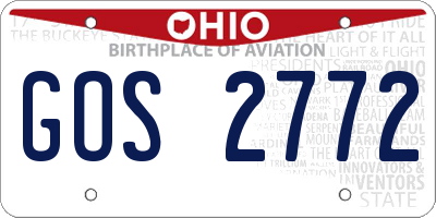 OH license plate GOS2772