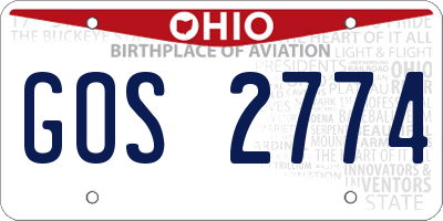 OH license plate GOS2774
