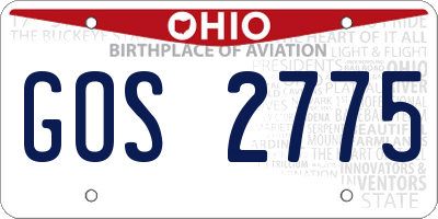 OH license plate GOS2775