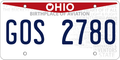 OH license plate GOS2780