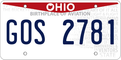 OH license plate GOS2781