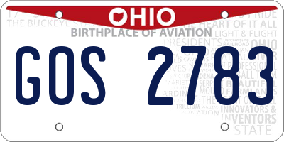 OH license plate GOS2783