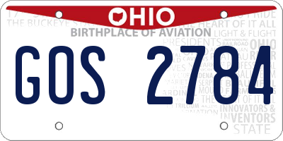 OH license plate GOS2784