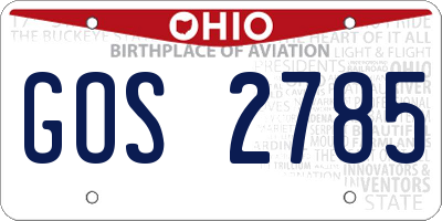 OH license plate GOS2785