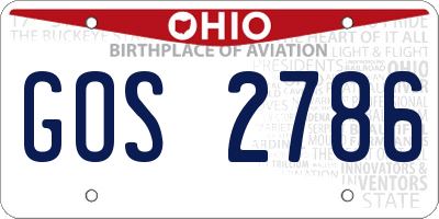 OH license plate GOS2786