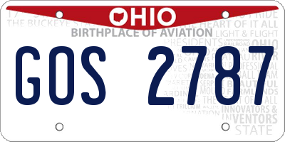 OH license plate GOS2787
