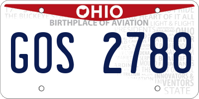 OH license plate GOS2788