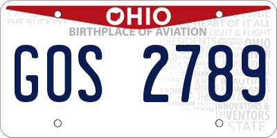 OH license plate GOS2789