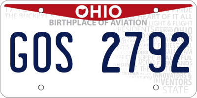 OH license plate GOS2792