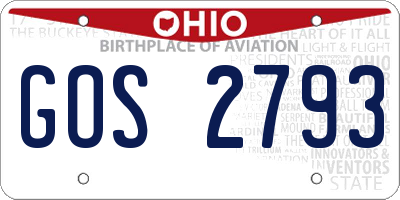 OH license plate GOS2793
