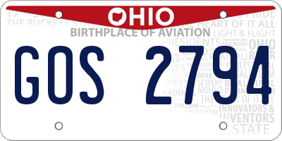 OH license plate GOS2794
