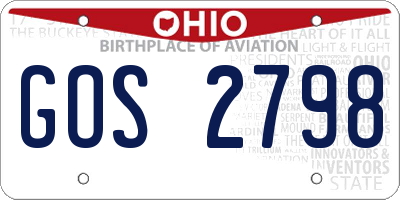 OH license plate GOS2798