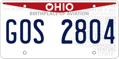 OH license plate GOS2804