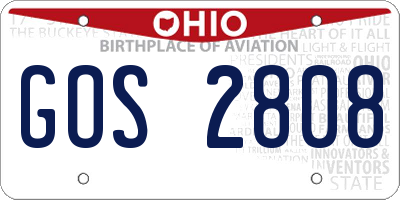 OH license plate GOS2808
