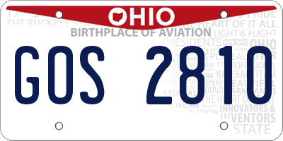 OH license plate GOS2810