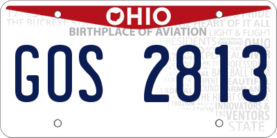 OH license plate GOS2813