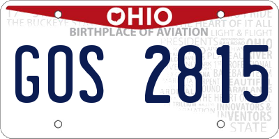 OH license plate GOS2815
