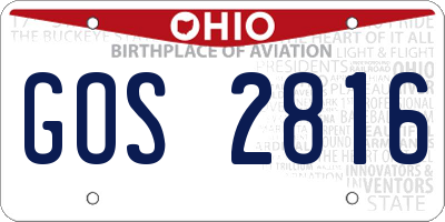 OH license plate GOS2816