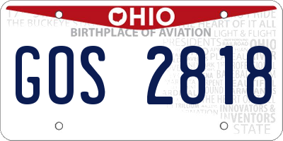 OH license plate GOS2818