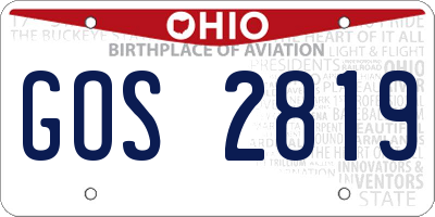 OH license plate GOS2819