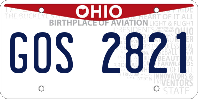 OH license plate GOS2821