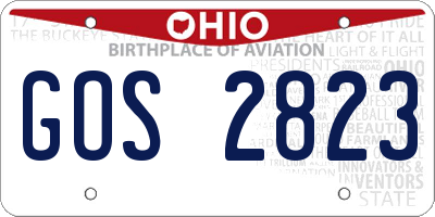 OH license plate GOS2823