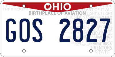 OH license plate GOS2827