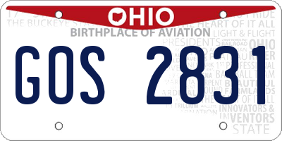 OH license plate GOS2831