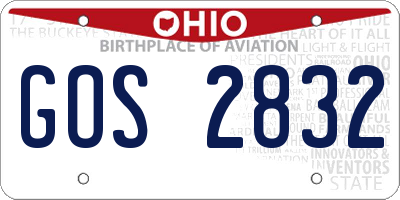 OH license plate GOS2832