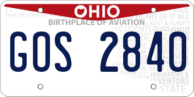 OH license plate GOS2840