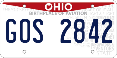 OH license plate GOS2842