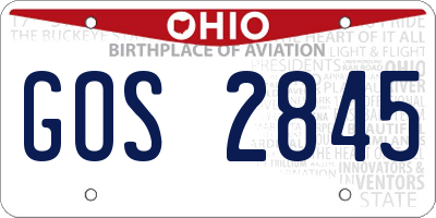 OH license plate GOS2845