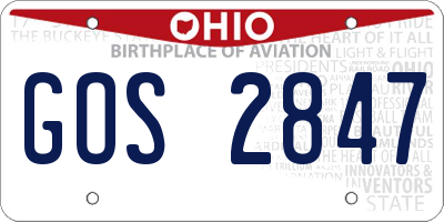 OH license plate GOS2847