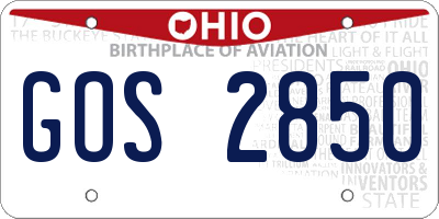 OH license plate GOS2850