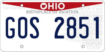 OH license plate GOS2851