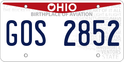 OH license plate GOS2852