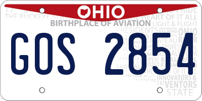 OH license plate GOS2854