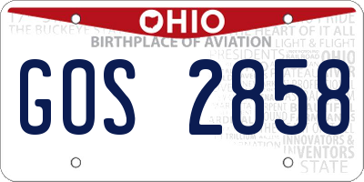 OH license plate GOS2858
