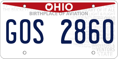 OH license plate GOS2860