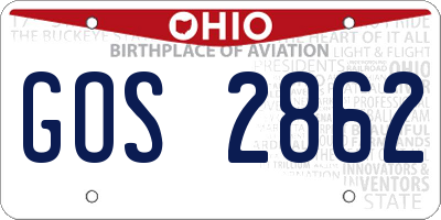 OH license plate GOS2862