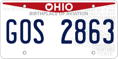 OH license plate GOS2863